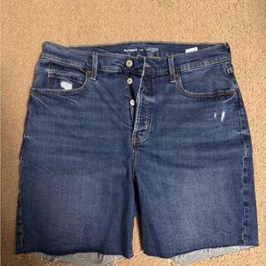Old Navy Blue Denim Button-Fly Bermuda Shorts with Raw Hem